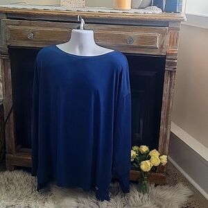 Nine West Soft Active  Crewneck Blue Long Sleeve, Plus